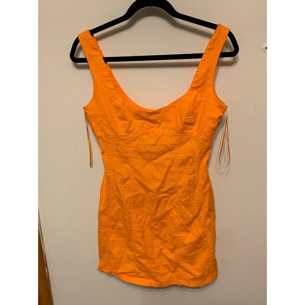 URBAN OUTFITTERS Orange Linen Blend Bodycon‎ Mini Dress S